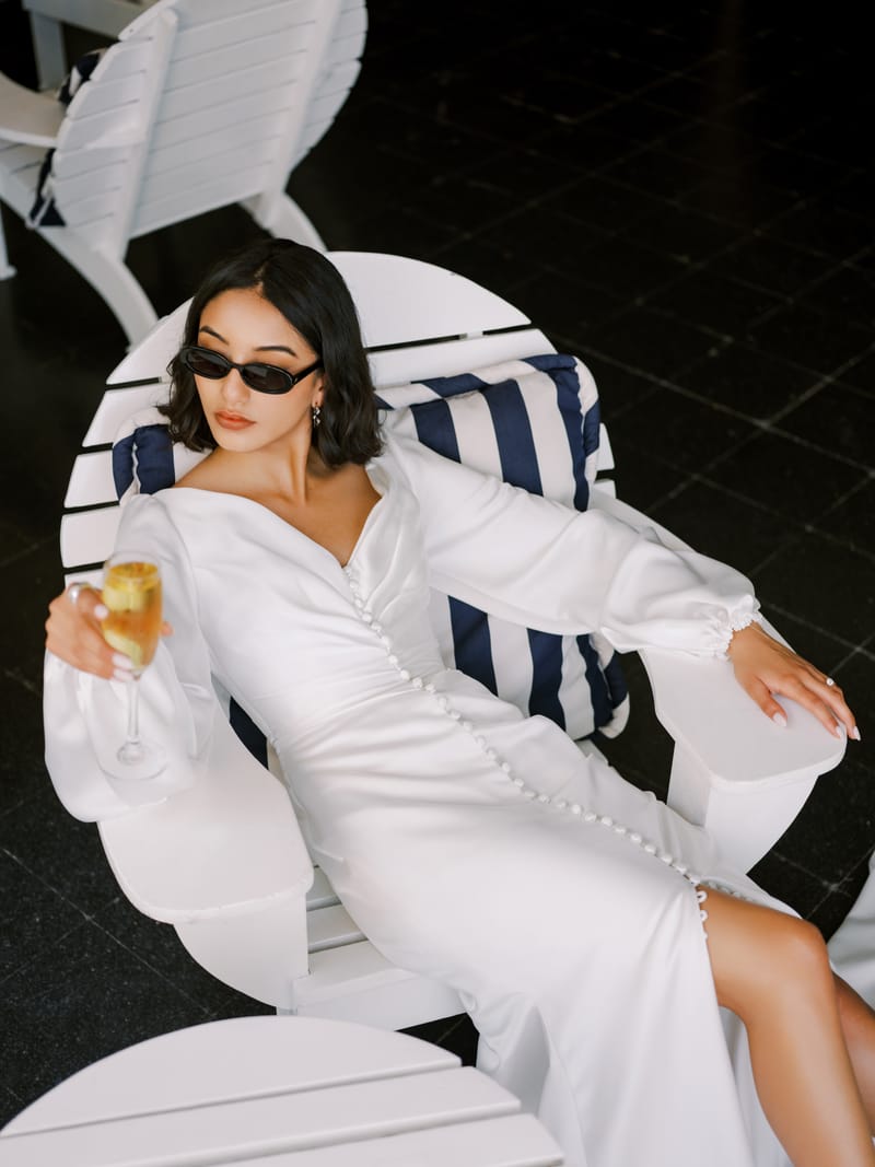 Robe de mariée fluide en charmeuse — Adularia par Watters Designs, vue 2, showroom MADAMOON Paris 10e